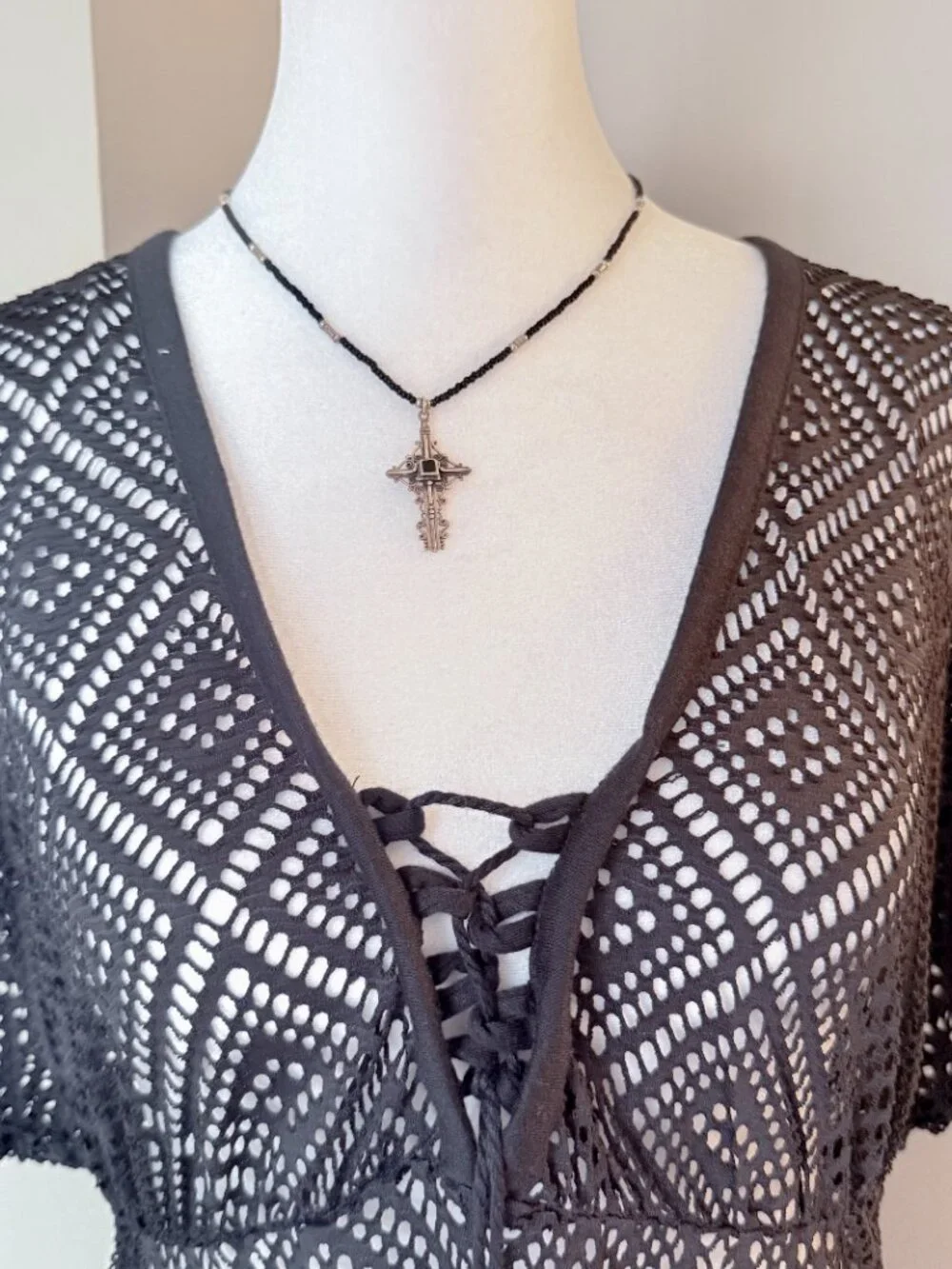 OP Black Mesh Bathing Suit Cover-up Dress - Size XL